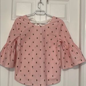 Stripped blouse with embroidered bees